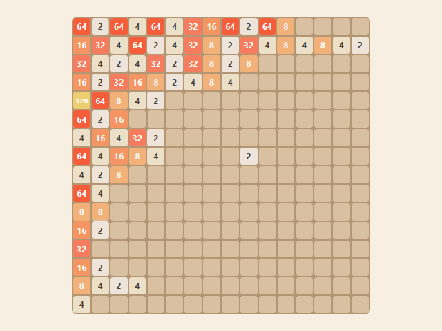 2048 16x16 game board