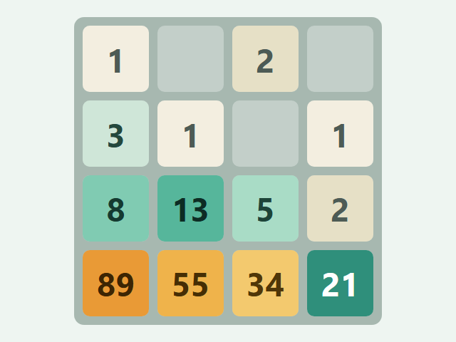 2048 Fibonacci game board