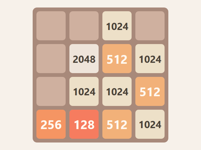 2048 Reverse game board