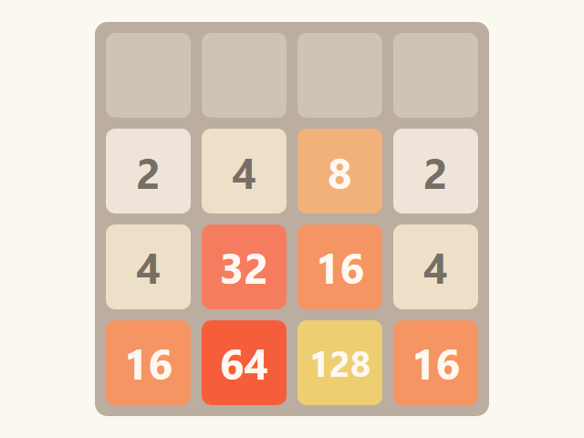Classic 2048 game board