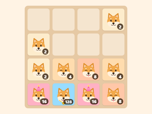 Doge 2048 game board